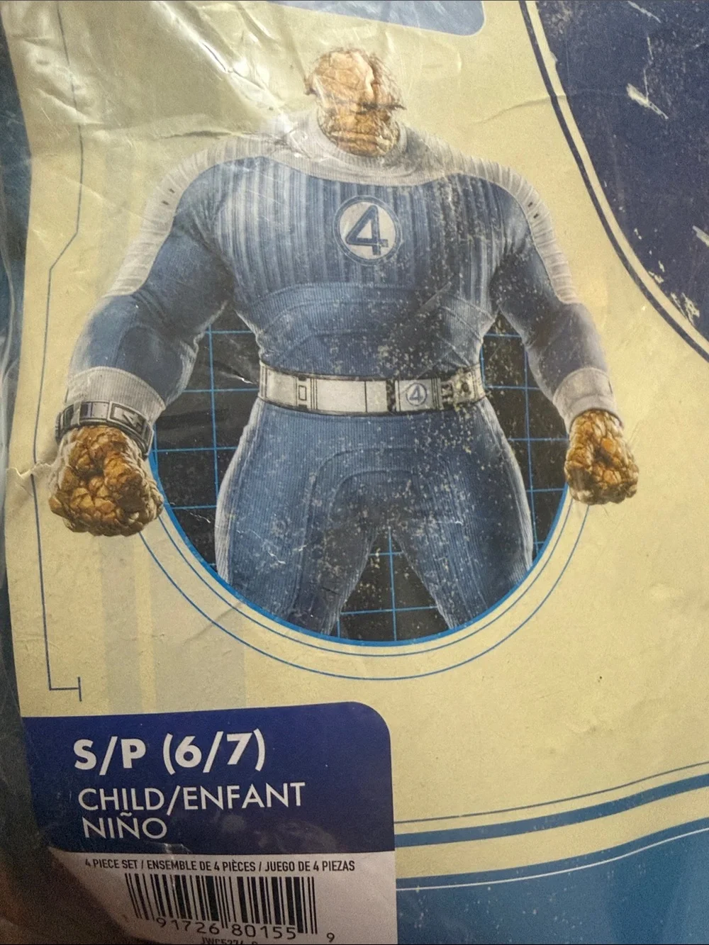 Fantastic Four The Thing Kids Blue Costume with Mask Sz 6/7